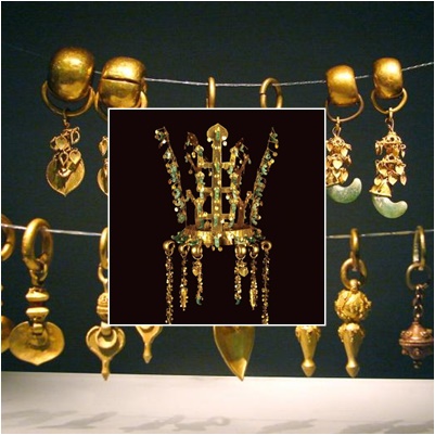 Coronas y aretes de oro, Silla. Gyeongju, Corea del sur