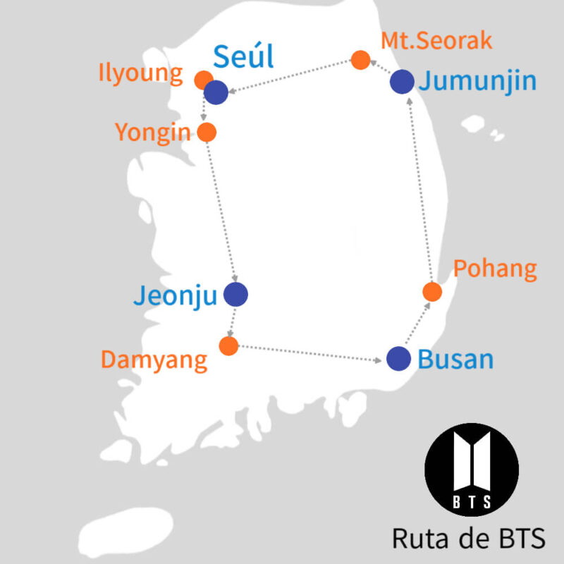 Bts Guide Map C8-BTS Tour Corea del sur con guía en español - 10 días (9 noches ...