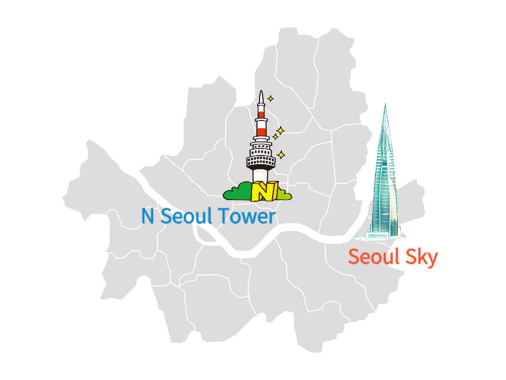 Los 2 torres en Seúl, Corea del sur