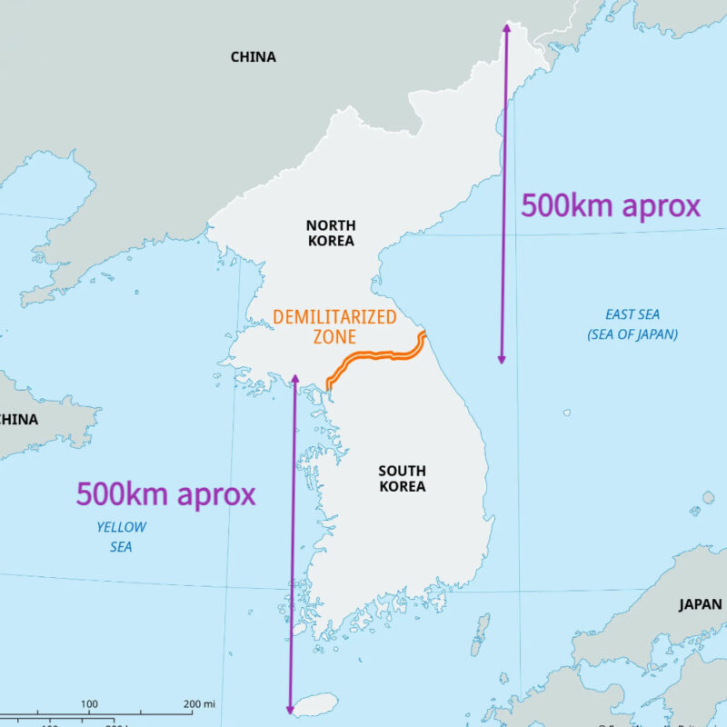 DMZ corre en en medio de la peninsula coreana