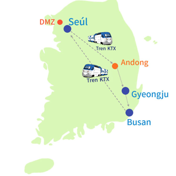 C7A-Tour Corea: la ruta cultural por tren con guía en español - 7 días