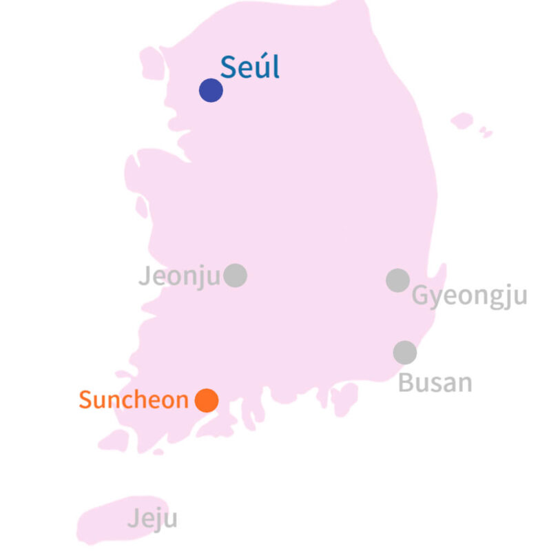 Suncheon está en suroeste de la península coreana